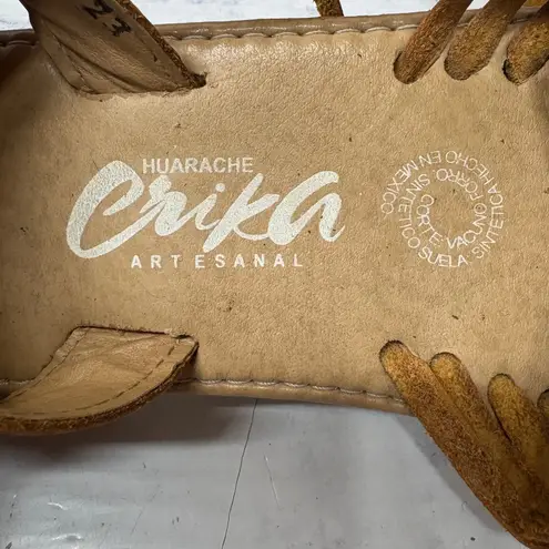 Erika Vintage Huarrache Women's Woven Leather Sandals Lace Up Flats Shoes 9