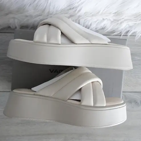 Vagabond Shoemakers Courtney Cross Strap Sliders Cream Ivory Off White Size 40