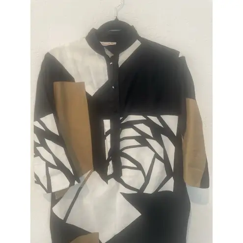 Catherine Ogust Dress Geometric Penthouse Gallery Medium Mod Vintage 80's