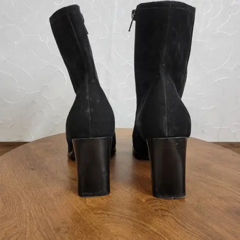 Markon Zollan Womens Ankle Boots Size 9M Black Suede Side Zip Square Toe