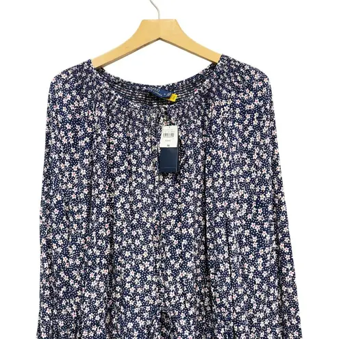Polo Ralph Lauren Long Raglan Sleeves Floral Crepe Romper size 14 NWT Blue