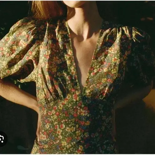 NWT DÔEN Doen Charleston Dress Green Valley Floral XS