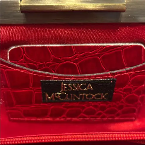 Jessica McClintock Jessica McClintok Red Crocodile-Embossed Clutch