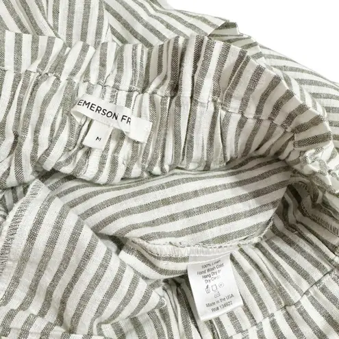 EMERSON FRY Paris Linen Pants, Juniper Stripe, Medium Gray