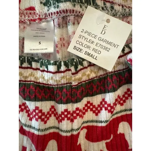 Christmas Theme Pull On Ribbed Loungewear Pajama Pants Women's Small NWOT Red