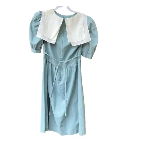 Vintage dress short sleeve with stripes and Peter Pan collar 60s 70s Teachercore