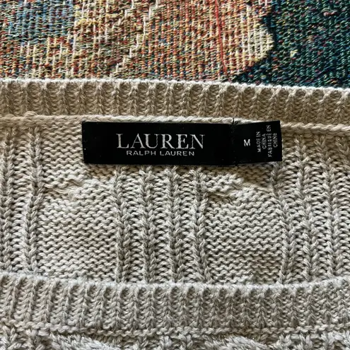 Lauren Ralph Lauren Black Label Cable Knit Cream Sweater Preppy Fall M Vintage Size M