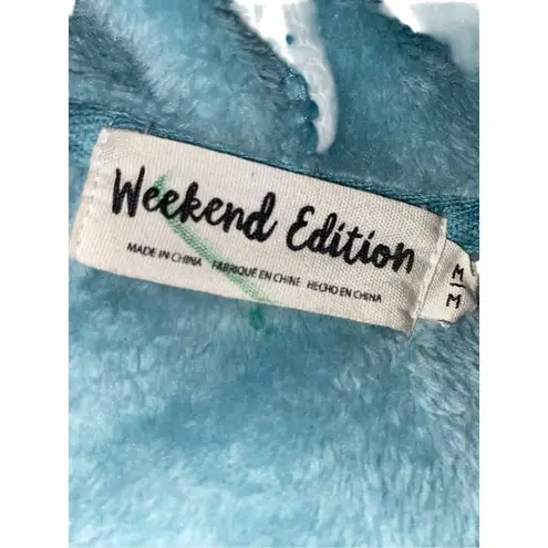 Weekend Edition Cropped Fleece Full Zip Hooded Sweatshirt Soft Gray Size M