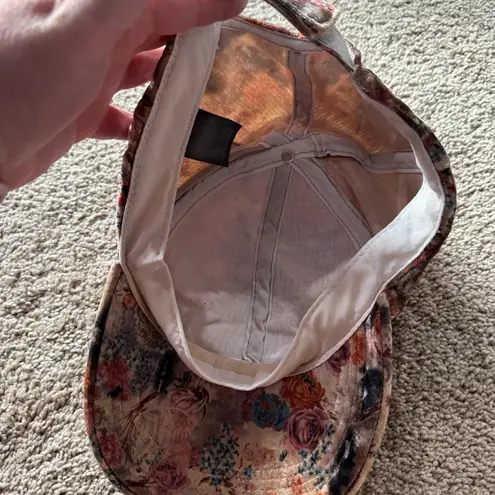 Massini Watercolor Floral Velour Baseball Cap Hat Adult One Size Adjustable 1990s