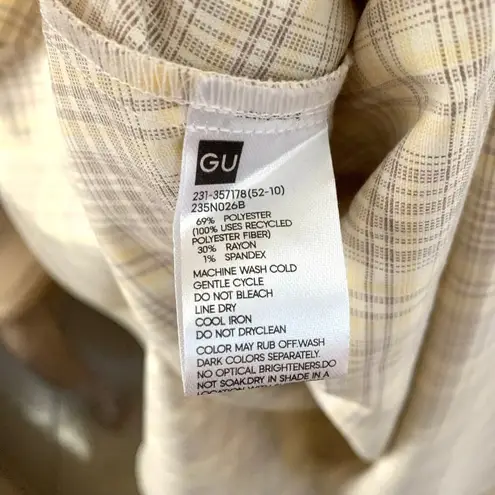 GU (Uniqlo) x Rokh Half Sleeve Shirt Dress in Beige Plaid Check Size M