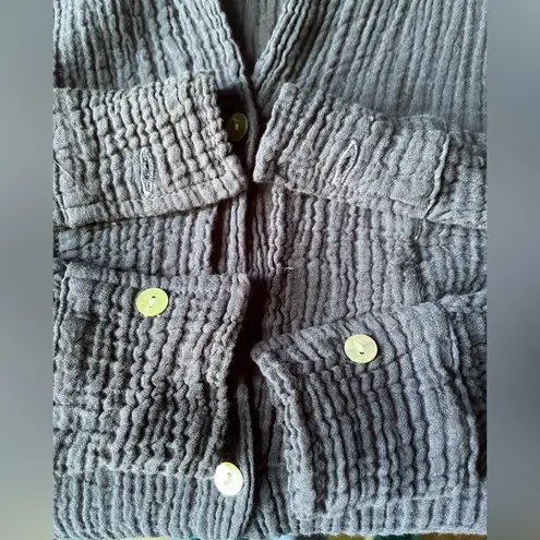 Sundry  Cotton Gauze DARK GRAY  Button-Up Beach Vacation Shirt Cover Up - Image 5