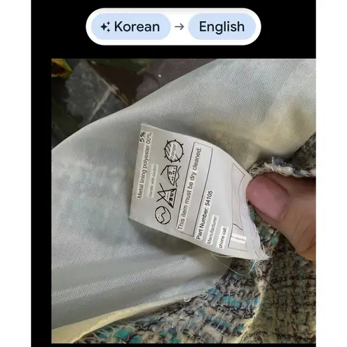 blue tweed woven size 2 Lady jacket navy trim cameo buttons