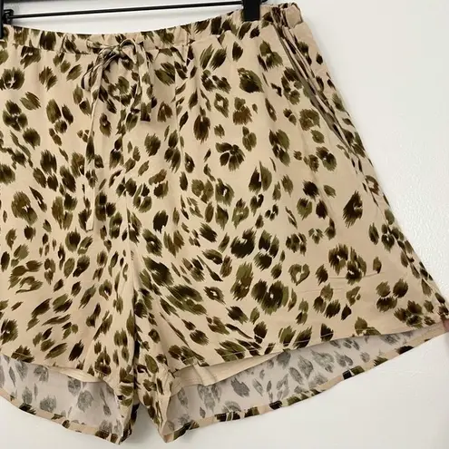 Heartloom New Leopard Animal Print Pull On Soft Shorts Miena Khaki