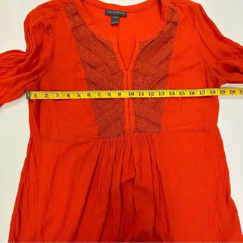 A pea in the pod Maternity Tunic Top Large L/G - Boho Embroidered Red Blouse