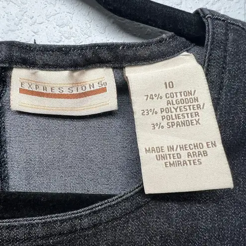 Vintage Expressions Dress Womens 10 Denim Stretch Y2K Career Business Workwear Black