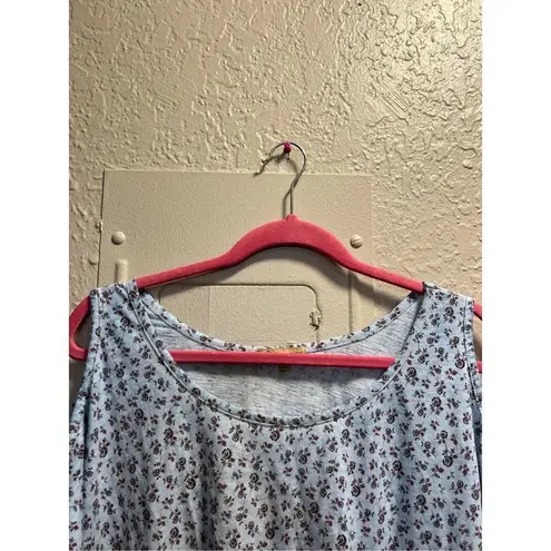 Democracy Blue Floral Cold Shoulder Shirt Woman’s Size XL