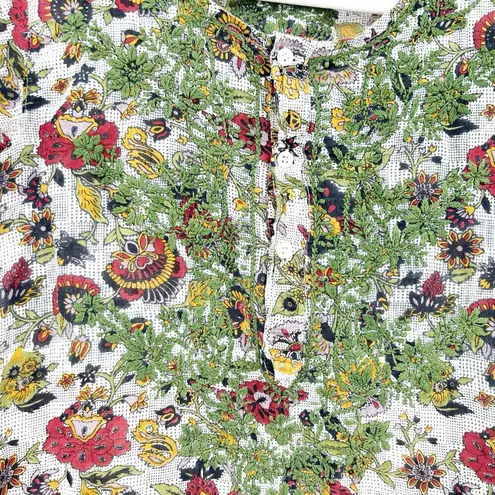 Karma Highway Womens Boho Artsy Cottagecore Floral Embroidered Blouse Top Size M Green Size M