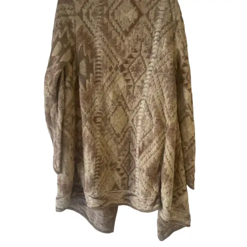 Lucky Brand  Women Medium Brown‎ Aztec Western Open Front Cardigan Sweater
