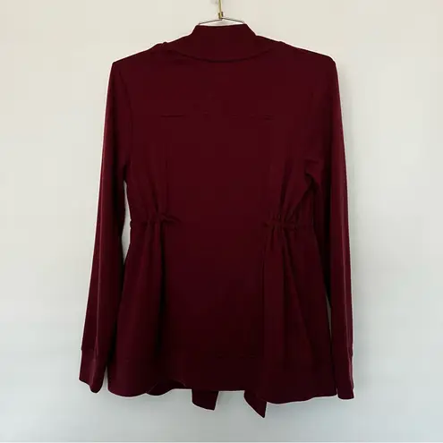 All Saints Jacket Gina Drape Open Front Long Sleeve Size XS-O Burgundy Marron