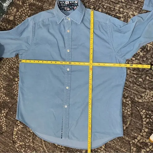 Robert Graham Women’s Size M Blue Corduroy Floral Flip Cuff Button Down Shirt Size M