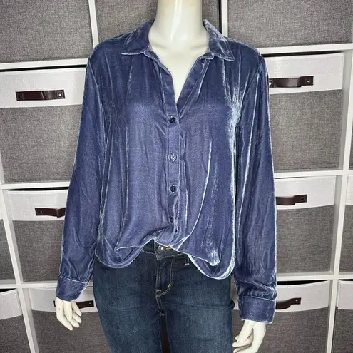 Bella Dahl Clean Long Sleeve Shirt Nordic Blue Velvet Size Small