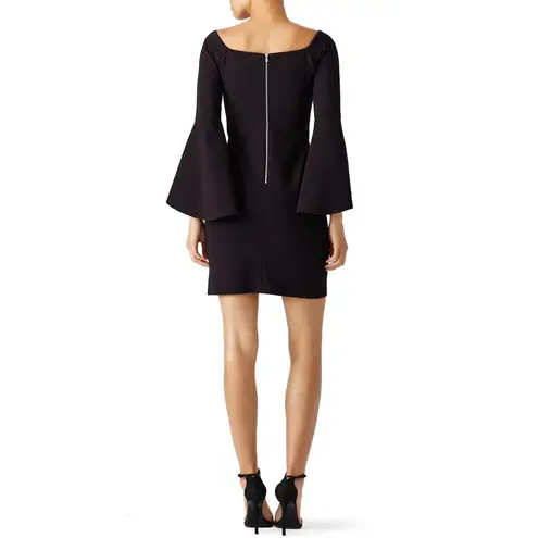 Slate + Willow  Solid Black Janis Bell Sleeve Square Neck Sheath Cocktail Dress 6