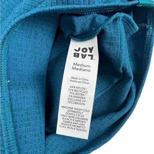 JoyLab Turquoise Blue Marl Long Sleeve Cropped Fit Seamless Tee Top Size Medium