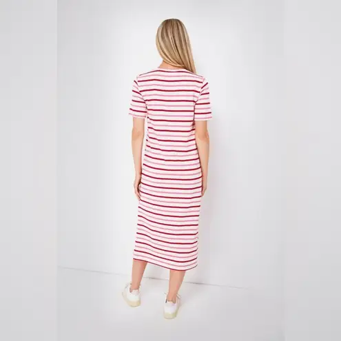 Pomander Place Gio Stripe Short Sleeve Long Maxi Dress Red Pink Small S