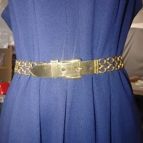 Gold Chain Size 32 Link Double Link Belt Buckle Vintage Style Adjustable Plated