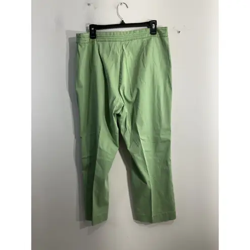 Coldwater Creek Womans Crop Pants 14 Green Zip Clasp Button Close