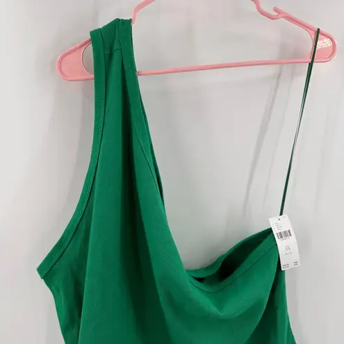 Pilcro Zelda Tank Top Size 3X Anthro Rib Kelly Green Plus Curvy NWT One Shoulder