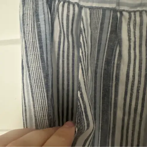 Land ‘n Sea Women’s Blue & White Striped Linen Relaxed Pants w/ Pockets Size S