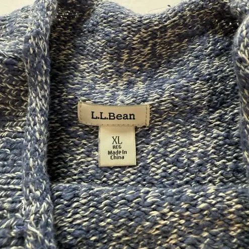 LL Bean Blue Cotton Ragg Funnelneck Pullover Tunic Sweater Size XL