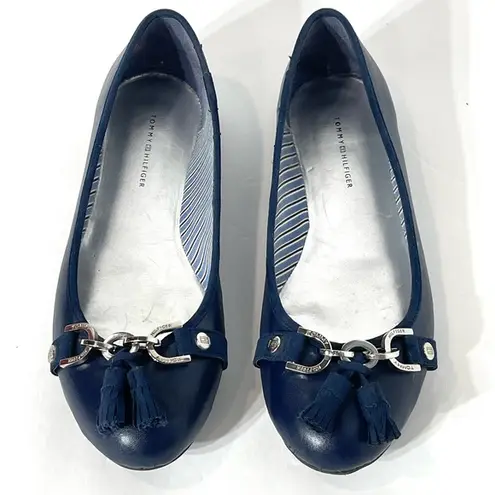 Tommy Hilfiger  Navy Slip On Ballet Tassel Flats Size 8