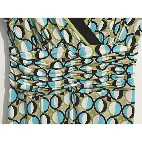 Sandra Darren Y2k Dress Size 12 Green Brown Abstract Gilmore Girls Boho 90s