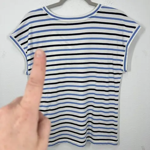 Caslon White Blue Navy Striped Muscle Tee Casual Essential Women's Size XS NWT