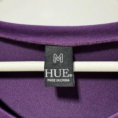 Hue Women Purple 3/4 Sleeve Crew Neck Long Tunic Top Size M