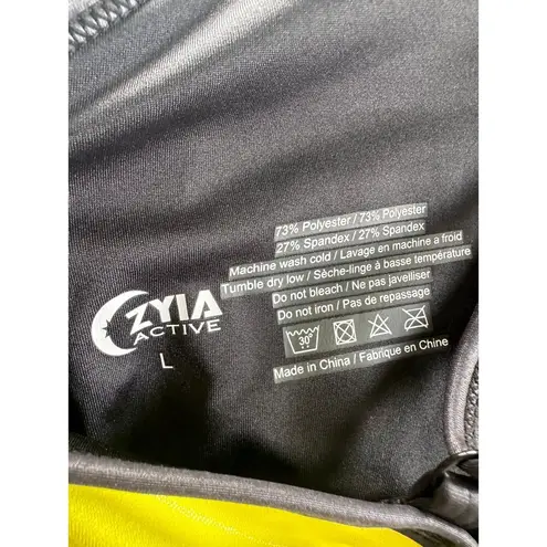 Zyia Active Light & Tight Metallic Neon Yellow Adjustable Strap Sports Bra L