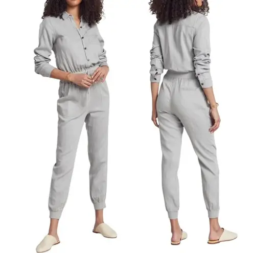 Faherty Linen Blend Arlie Utility Jumpsuit in Stone Size XS
