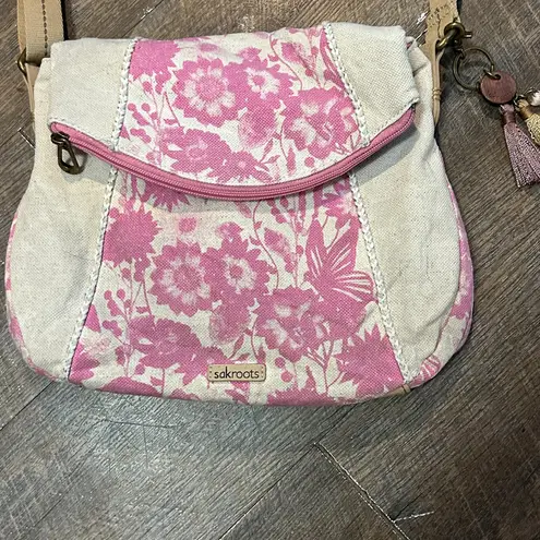 Sakroots  Artist Circle Linen Uncoated Canvas Foldover Crossbody, Rose in Bloom‎
