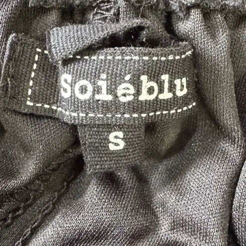 Soiéblu Soieblu Embroidered Aztec Boho Full Length Black Maxi Dress Open Back NEW