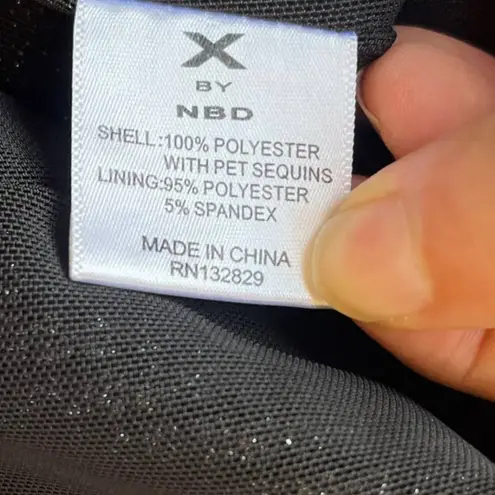 X by NBD Sequin Mini Cocktail Dress XS Ruffle Y2K LBD Whimsigoth Vampy Clubwear