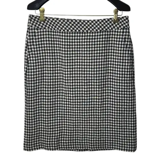 Eddie Bauer NEW Eddie Baeur Ivory Black Check Wool Blend Holiday Skirt Cozy Capsule Chic 6 - Image 2