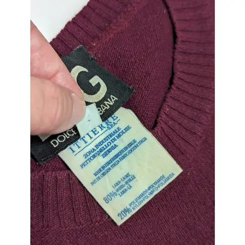 Dolce & Gabbana Vintage Pearl Wool Sweater Vest Maroon Crewneck Preppy Beaded