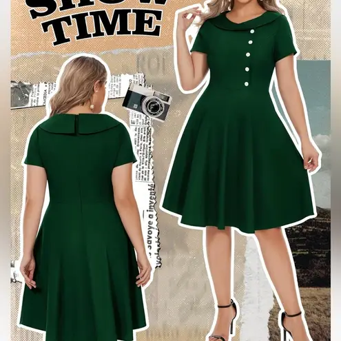 Wedtrend Women's 1950s Vintage Audrey Hepburn Cocktail Swing Dress L Green Size L