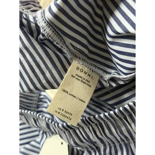 NWT Donni Cotton Pop Simple Pant Navy Stripe XS Poplin Straight Leg Made In USA Blue