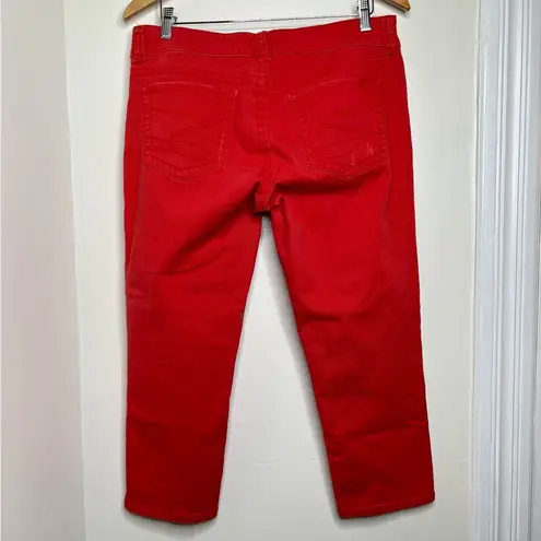 Seven7 Seven Distressed Denim Cropped Jeans Red Orange Color Women’s Size 12 READ Below