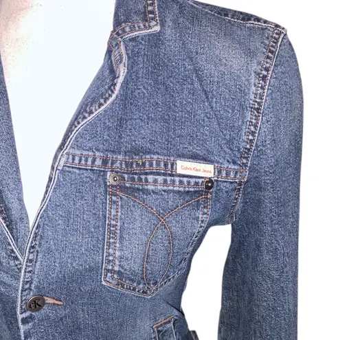 Calvin Klein Jeans Calvin Klein Jacket Womens Medium Blue Denim Jean Jacket Metal Buttons