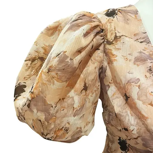 Missguided Mini Dress Size 0 Pink NWT Floral Coquette Flirty Puff Sleeve Frill