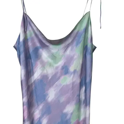 Skies Are Blue NWT Slip Maxi Dress Womens XL Multicolor Satin Sleeveless Tie Dye